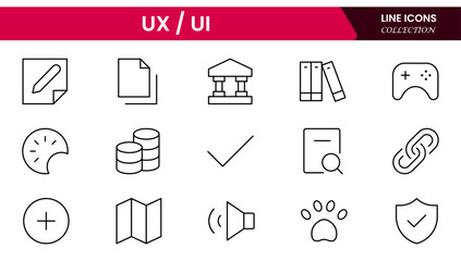 It is a big collection of minimalist and simple UX UI web icons. Vector illustrator. Suitable for Web Page, Mobile App, Web, and Print.
