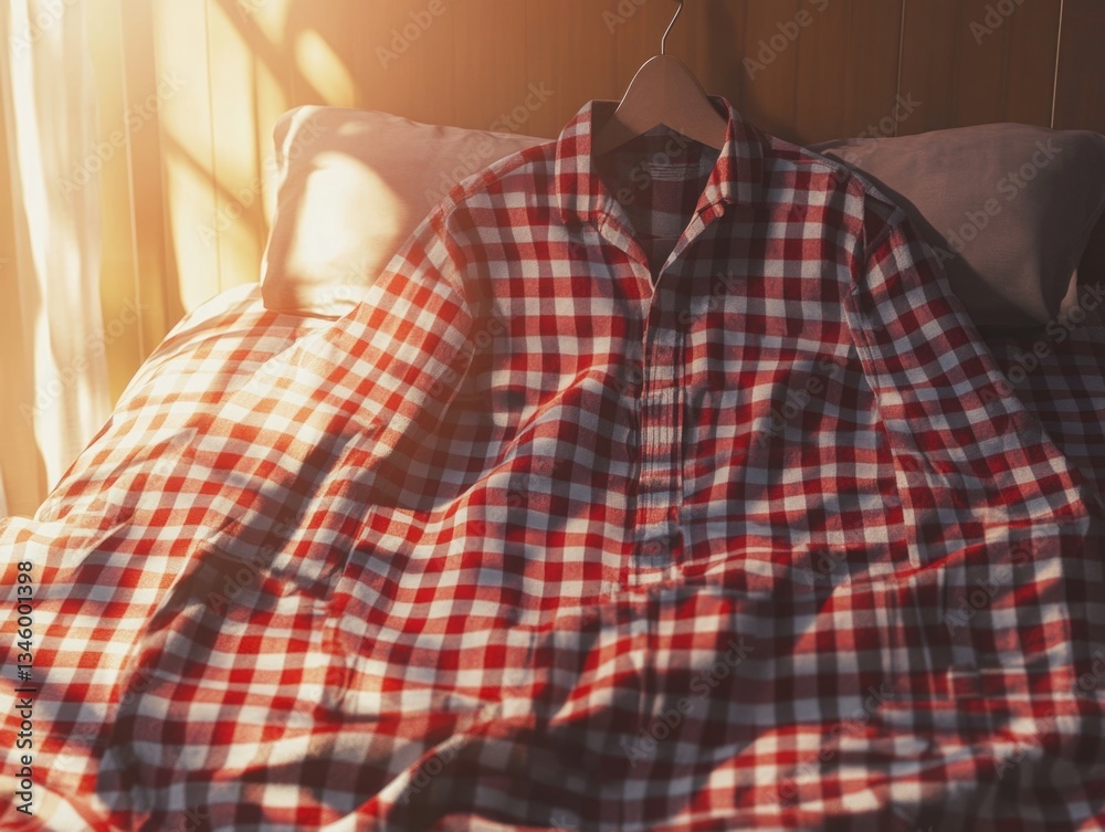 Poster a red and white checkered blanket lies flat on a bed, perfect for adding a pop of color to any room'