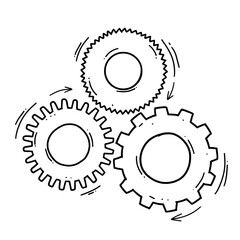 Concept of business idea. Doodle sketch style of Hand drawn gear vector illustration.