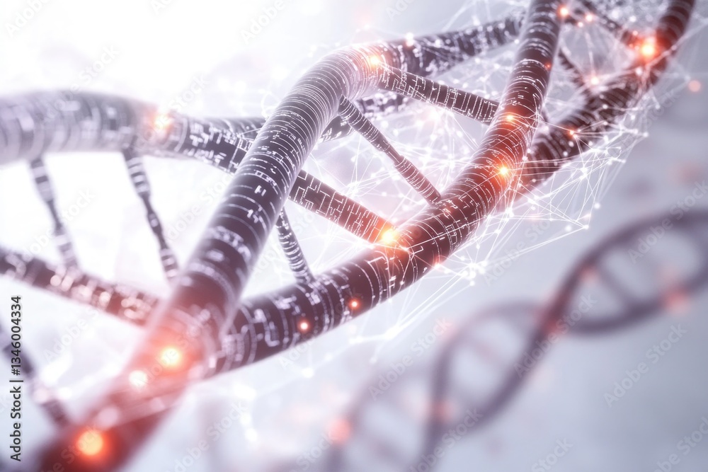 Poster a close-up view of a double-strand dna molecule