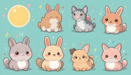 Obraz premium set of easter rabbits clipart