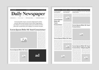 Newspaper layout template. News column articles newsprint magazine design. Brochure newspaper sheets. Editorial journal vector template design