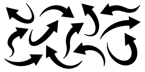 Set of Hand drawn vector arrows doodle on white background. design element vector illustration.