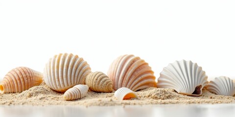Beautiful seashells on sandy beach