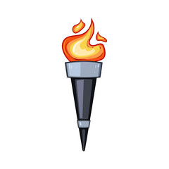 burn torch fire cartoon vector illustration