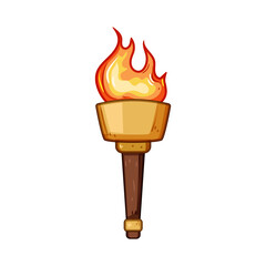 glow torch fire cartoon vector illustration