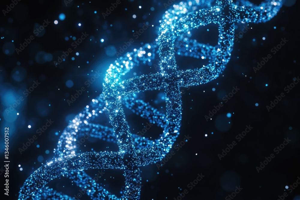 Poster a microscopic view of two strands of dna helix intertwined