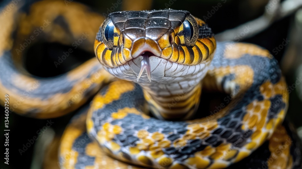 Poster a close-up shot of a snake's open mouth, great for use in educational or scientific contexts