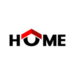 Home logo in red and black with a roof icon on the letter O