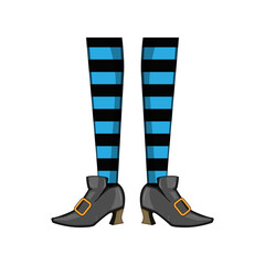 costume witch legs cartoon vector illustration