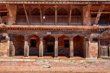 Obraz premium Scenery of Patan Durbar Square at Kathmandu, Nepal. Kathmandu ancient temples and shrines Patan Durbar Square panorama Nepal