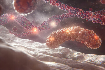 DNA replication, cell, microscopic view, scientific illustration, medical research