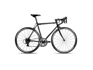 Obraz premium A vector illustration of a bicycle silhouette in side view, isolated on a transparent background, perfect for transportation, sports, and cycling-related designs.