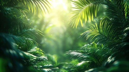 Lush Tropical Rainforest Sunlight Green Leaves