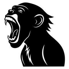 A monkey laughing silhouette vector illustration