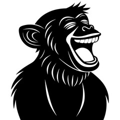 A monkey laughing silhouette vector illustration