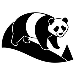 panda rolling down a hill silhouette vector illustration