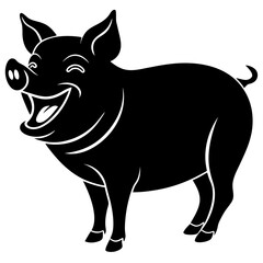 A pig laughing uncontrollably silhouette vector illustration