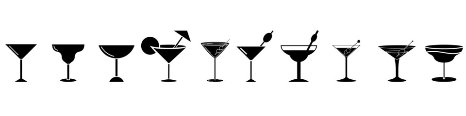 Martini icon vector set. Espresso martini illustration sign collection. Martini glasses symbol or logo.