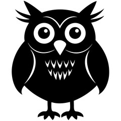 A silly owl with upside down eyes silhouette vector illustration 