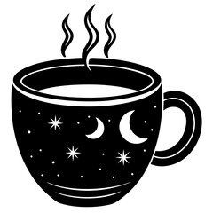 A sleepy coffee cup before caffeine silhouette vector illustration 