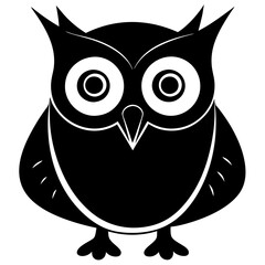 A silly owl with upside down eyes silhouette vector illustration 