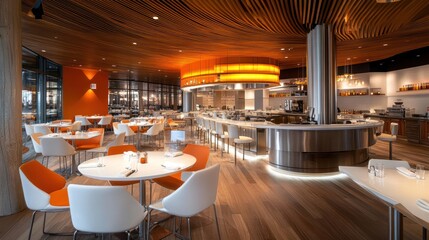 Modern Restaurant Interior with Orange Accents (2)