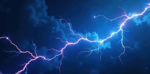 Glowing blue fractal lightning, high-energy abstract , science, technology