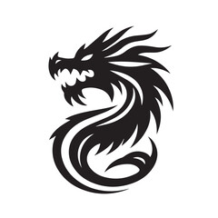 dragon head tattoo design, vector illustration, Dragon logo

