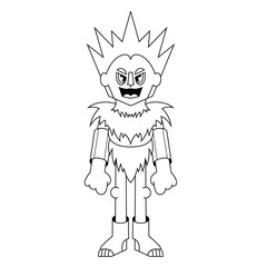 Cartoon character design of jungle fighter outline