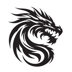 black dragon tattoo Vector on white 
