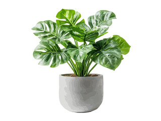 Obraz premium A vector illustration of a potted plant in side view, showcasing vibrant greenery and a simple, modern design, perfect for home decor or nature-related themes.