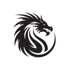 Black dragon head logo vector
