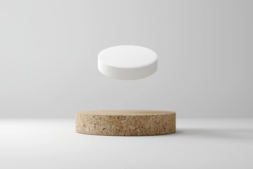 Minimalist Floating White Product Mockup on Natural Cork Surface