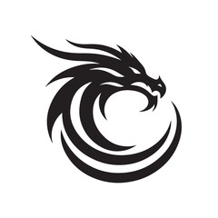 Dragon Head silhouette logo white background 