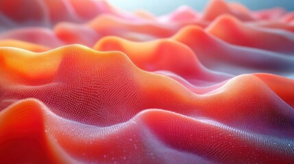 Fototapeta premium Abstract orange waves digital landscape background