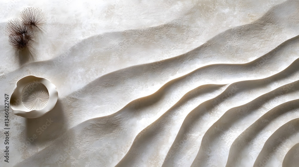 Aufkleber Textured wavy background creating relaxing spa ambiance with decorative elements