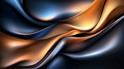 Obraz premium Abstract Swirling Gold and Blue Hues: A Digital Art Masterpiece