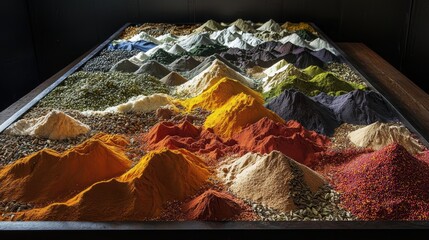 Edible elevations spices create a topographical mountain map