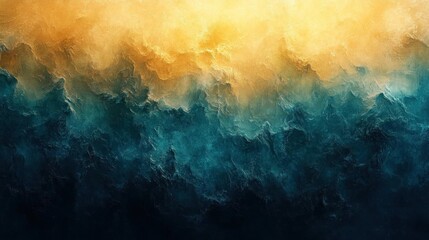 Obraz premium Abstract Golden and Teal Mountain Landscape
