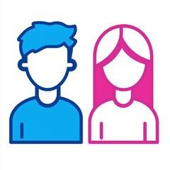 A simple icon depicting an adult male and female figure