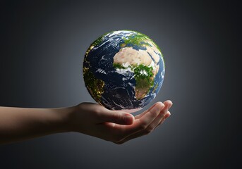 3D Hand Holding a Glowing Earth – A Symbol of Life, Vitality, and Sustainability