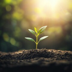 New sprout emerging from fertile earth