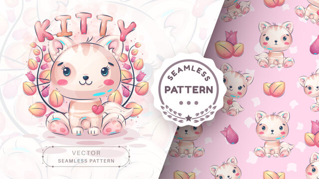 Cartoon character cute animal cat