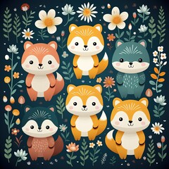 Modern Stylish Vector Illustration of a Fun Animal Pattern