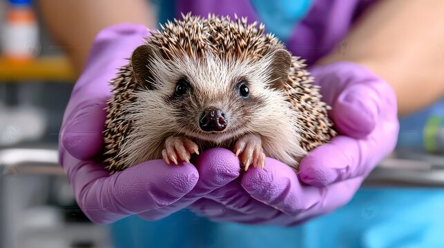 Expert veterinary care for hedgehogs showcasing a vet treating a hedgehog for a respiratory infection See a skilled veterinarian providing specialized treatment for small exotic pets, ensuring their