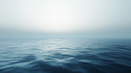 Fototapeta premium Abstract illustration in gray-blue tones of a calm ocean surface with soft illumination of the horizon with a place for text