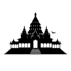 hindu temple icon, hindu temple silhouette vector illustration-simple silhouette illustration of hindu temple, perfect for hindu temple logos and icons