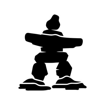 inukshuk icon, inukshuk silhouette vector illustration-simple silhouette illustration of inukshuk, perfect for inukshuk logos and icons