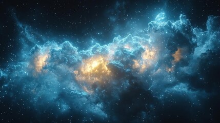Fototapeta premium Cosmic Nebula Blue And Orange Space Background